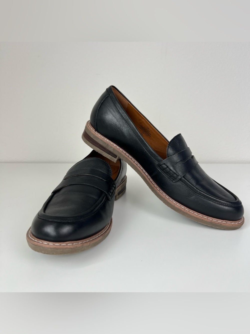 Earth Javas Black Leather Penny Loafers Arch Support Comfort Slip On 11M - Picture 2 of 9